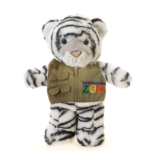 WHITE TIGER PLUSH WITH GREAT PLAINS CHILDREN'S ZOO VEST
